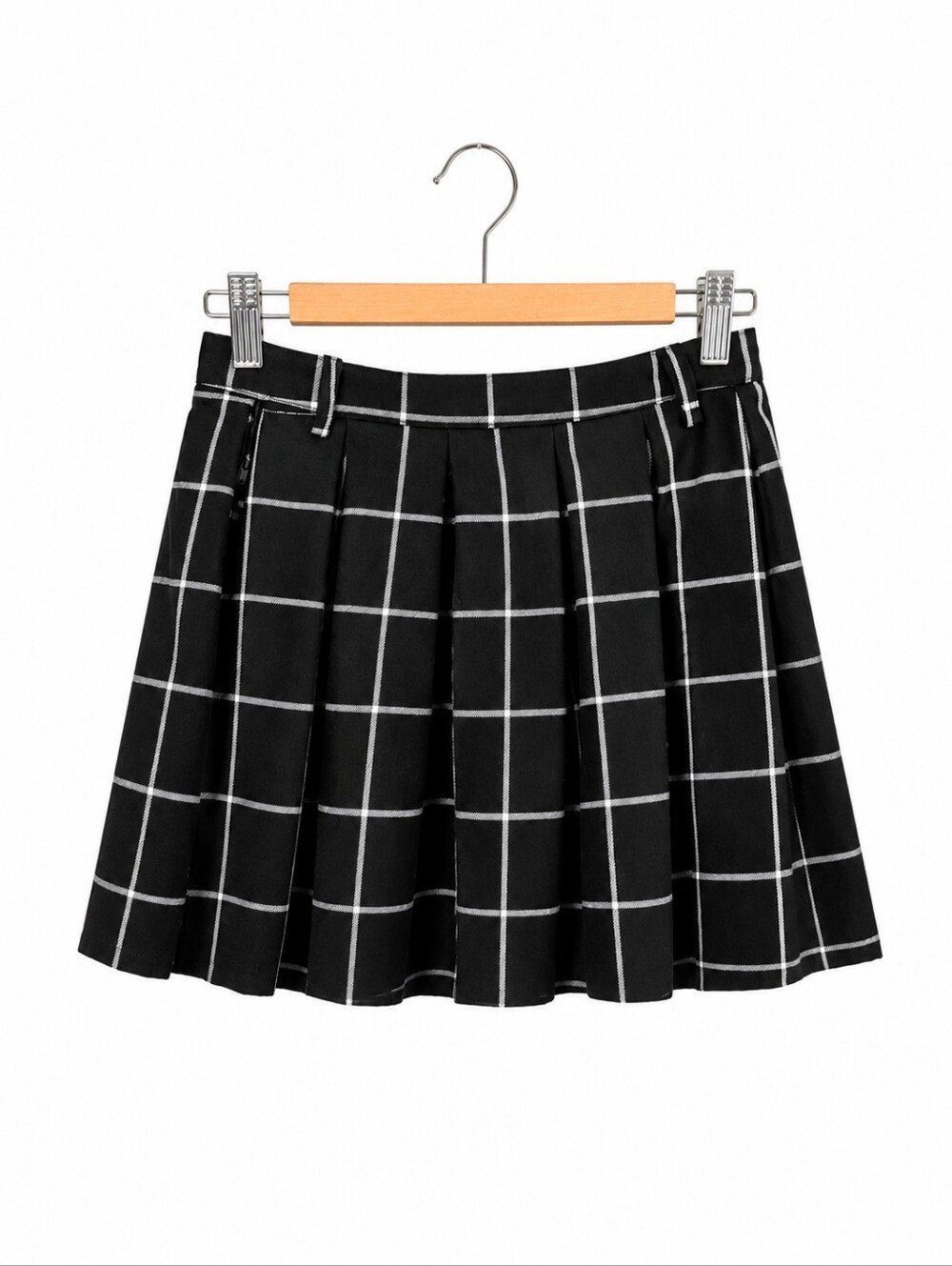 Hot Topic Black & White Plaid Pleated Skater Skirt Size Medium